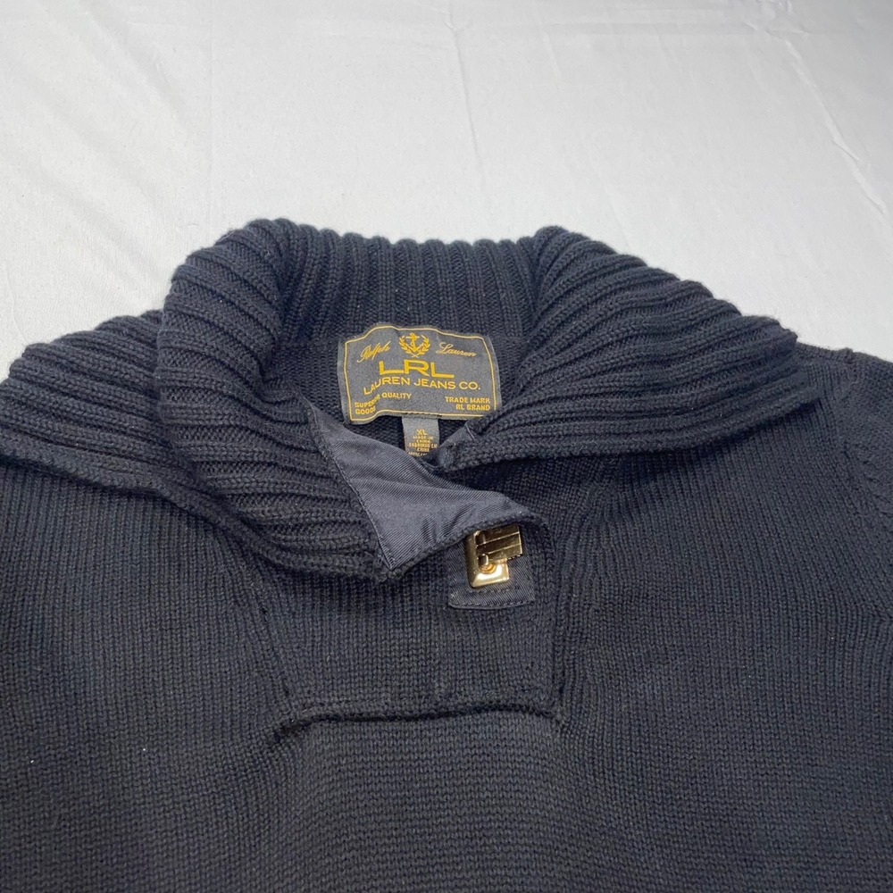 Lauren Ralph Lauren Jeans Co Black Cotton Knit Shawl Collar Sweater XL‎